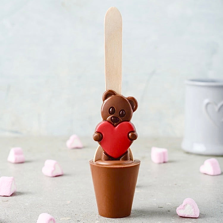 Teddy Hot Chocolate Spoon - Red Heart