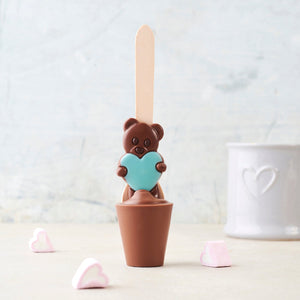 Teddy Hot Chocolate Spoon - Blue Heart